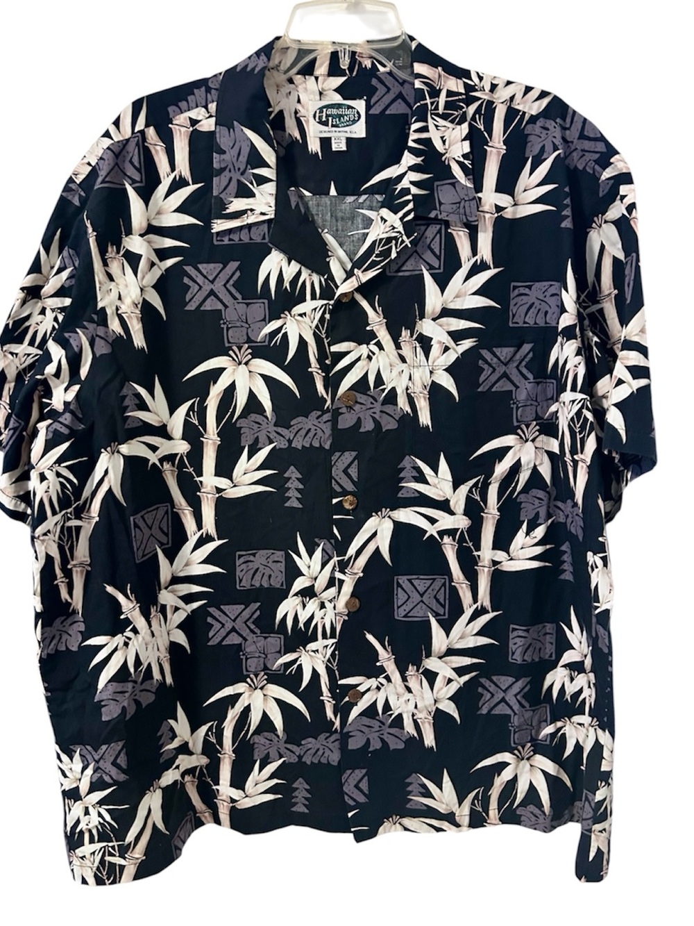 Hawaiian Island Brand vintage black/white tropical print aloha shirt